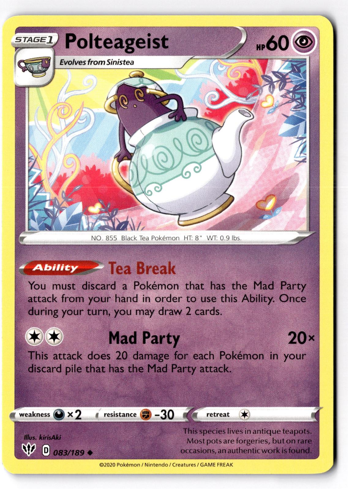 Polteageist 083/189 Uncommon Darkness Ablaze Pokemon Near Mint