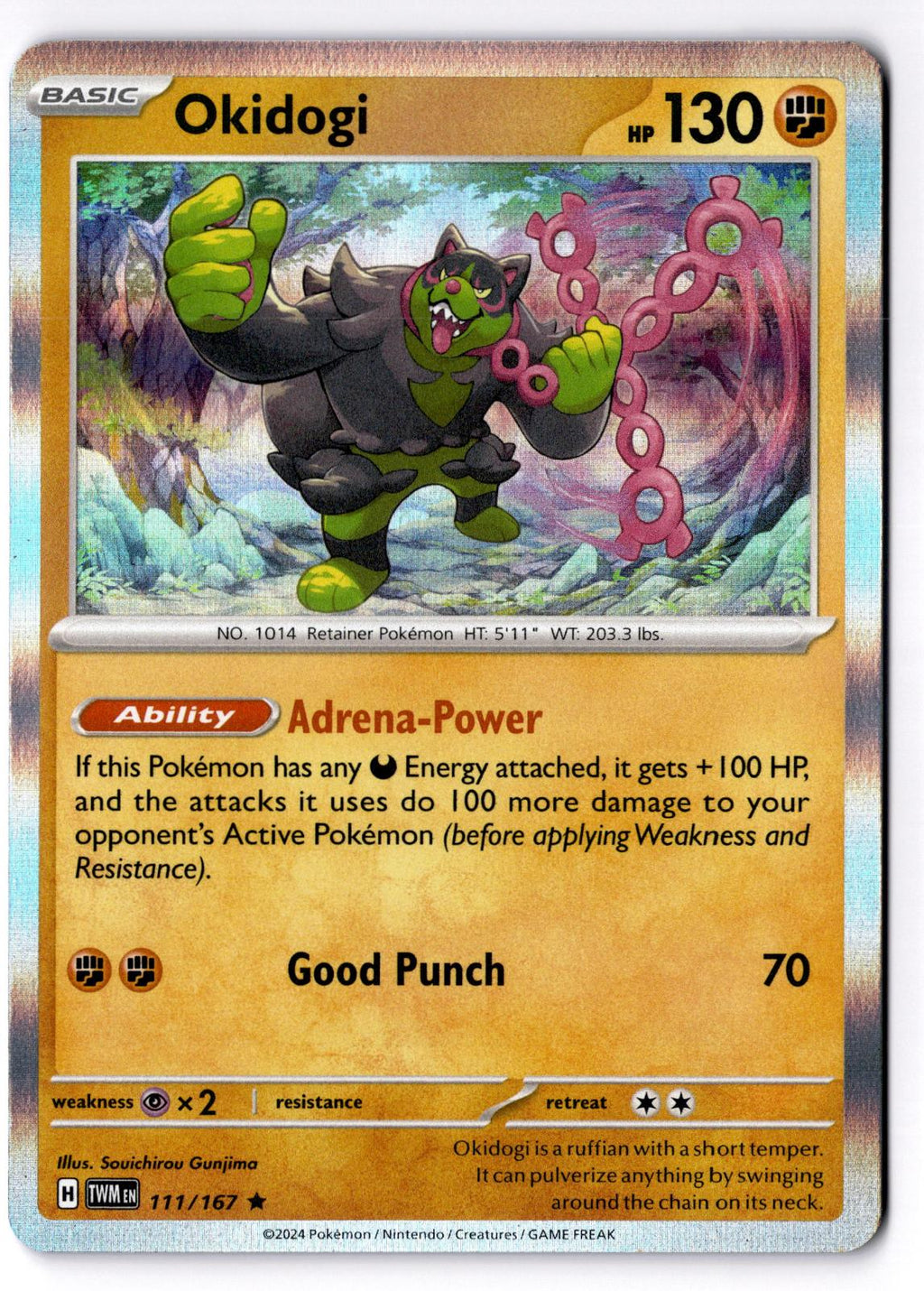 Okidogi 111/167 Rare Twilight Masquerade Pokemon Holo Near Mint