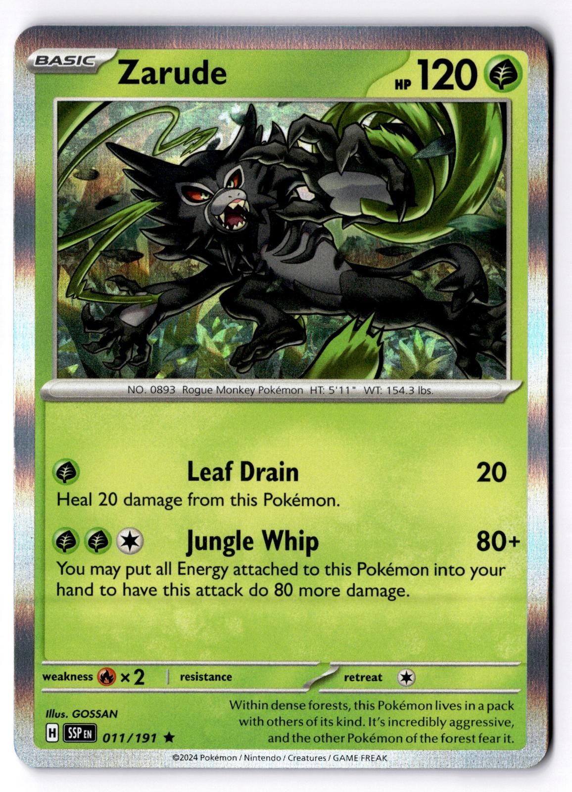 Zarude 011/191 Rare Surging Sparks Pokemon Holo Near Mint