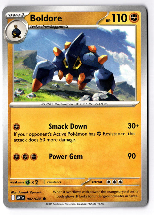 Boldore 047/086 Common White Flare Pokemon Near Mint