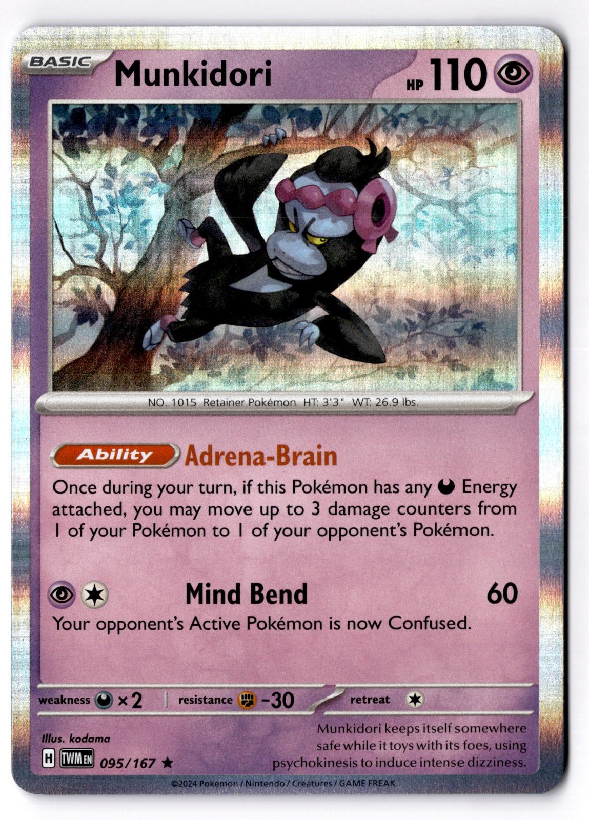 Munkidori 095/167 Rare Twilight Masquerade Pokemon Holo Near Mint