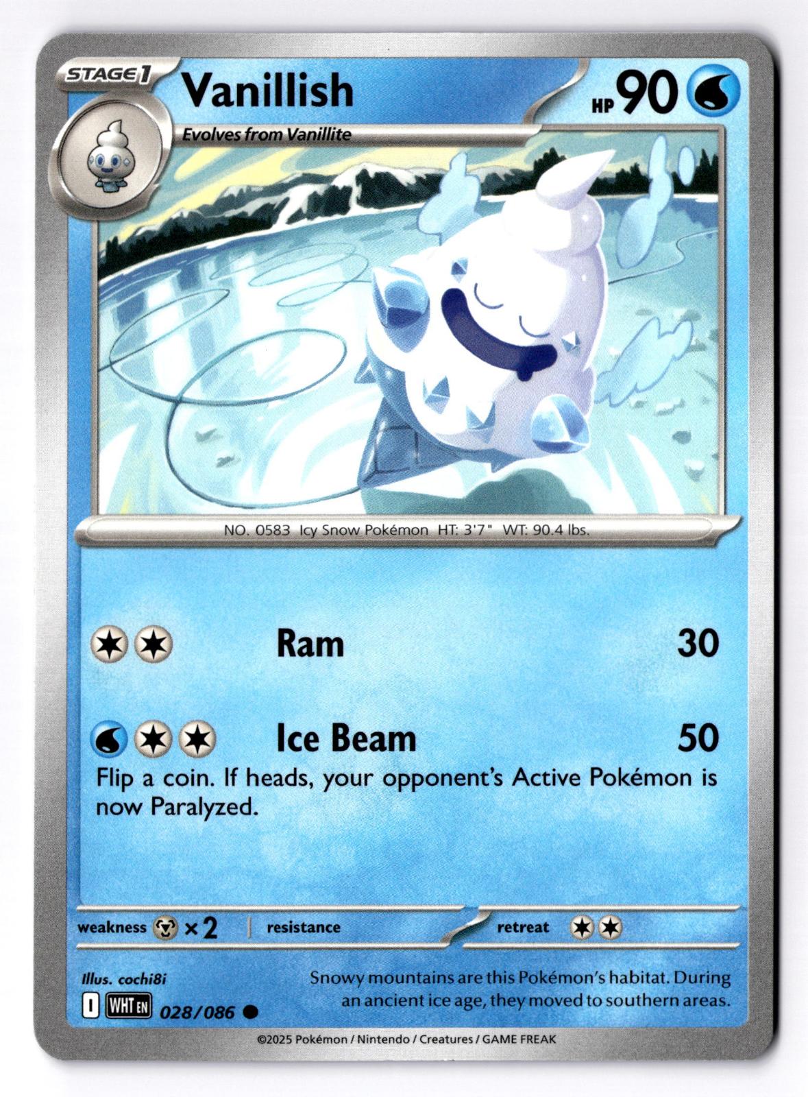 Vanillish 028/086 Common White Flare Pokemon Near Mint