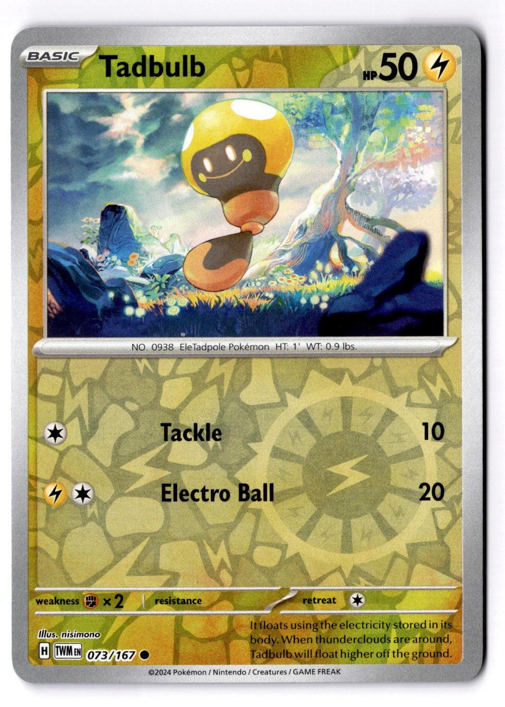 Tadbulb 073/167 Common Twilight Masquerade Pokemon Reverse Holo Near Mint