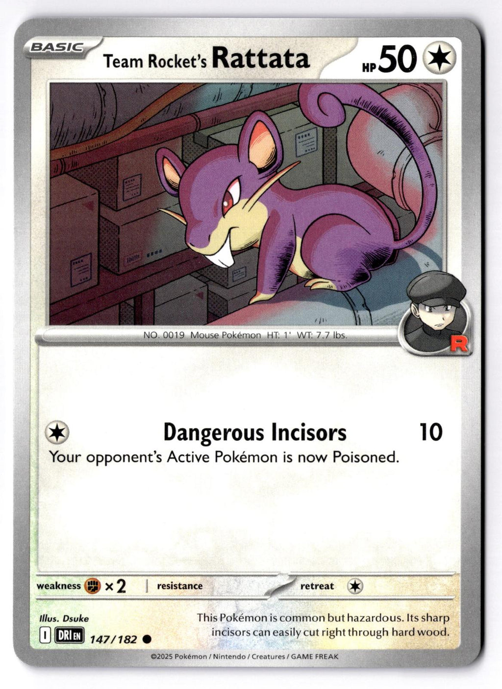 Team Rocket's Rattata 147/182 Common Destined Rivals Pokemon Near Mint