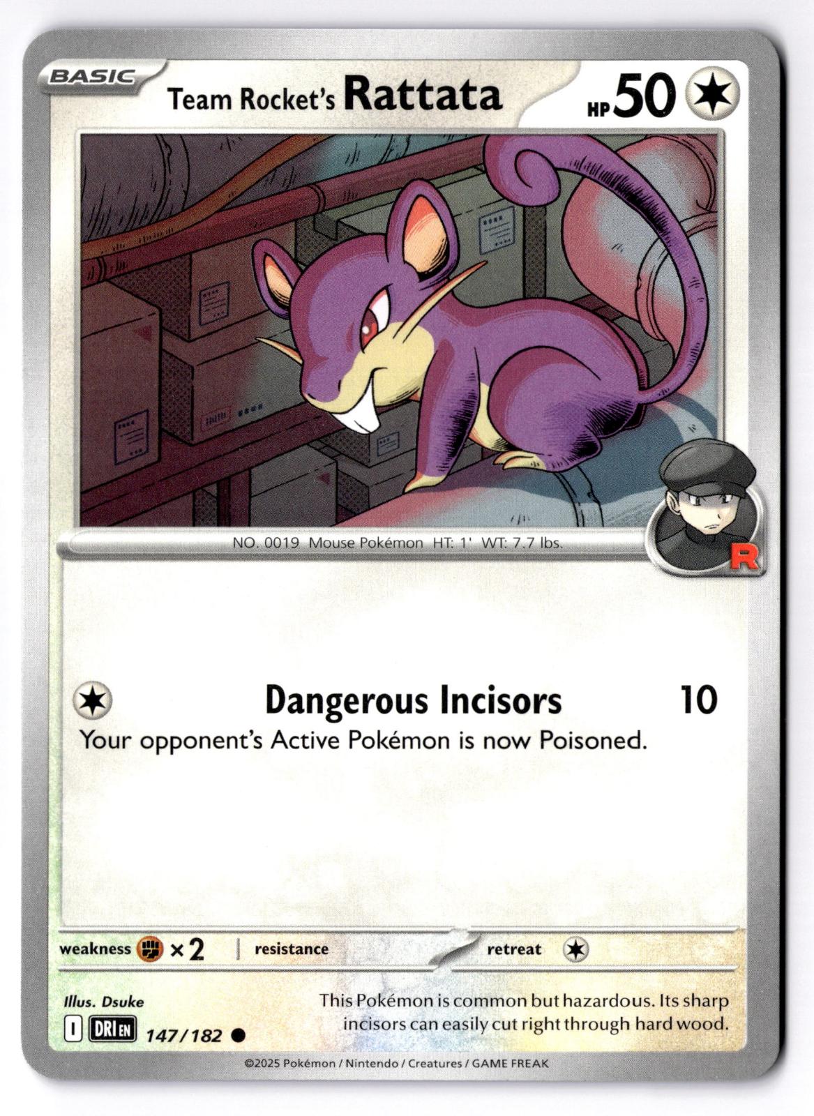 Team Rocket's Rattata 147/182 Common Destined Rivals Pokemon Near Mint