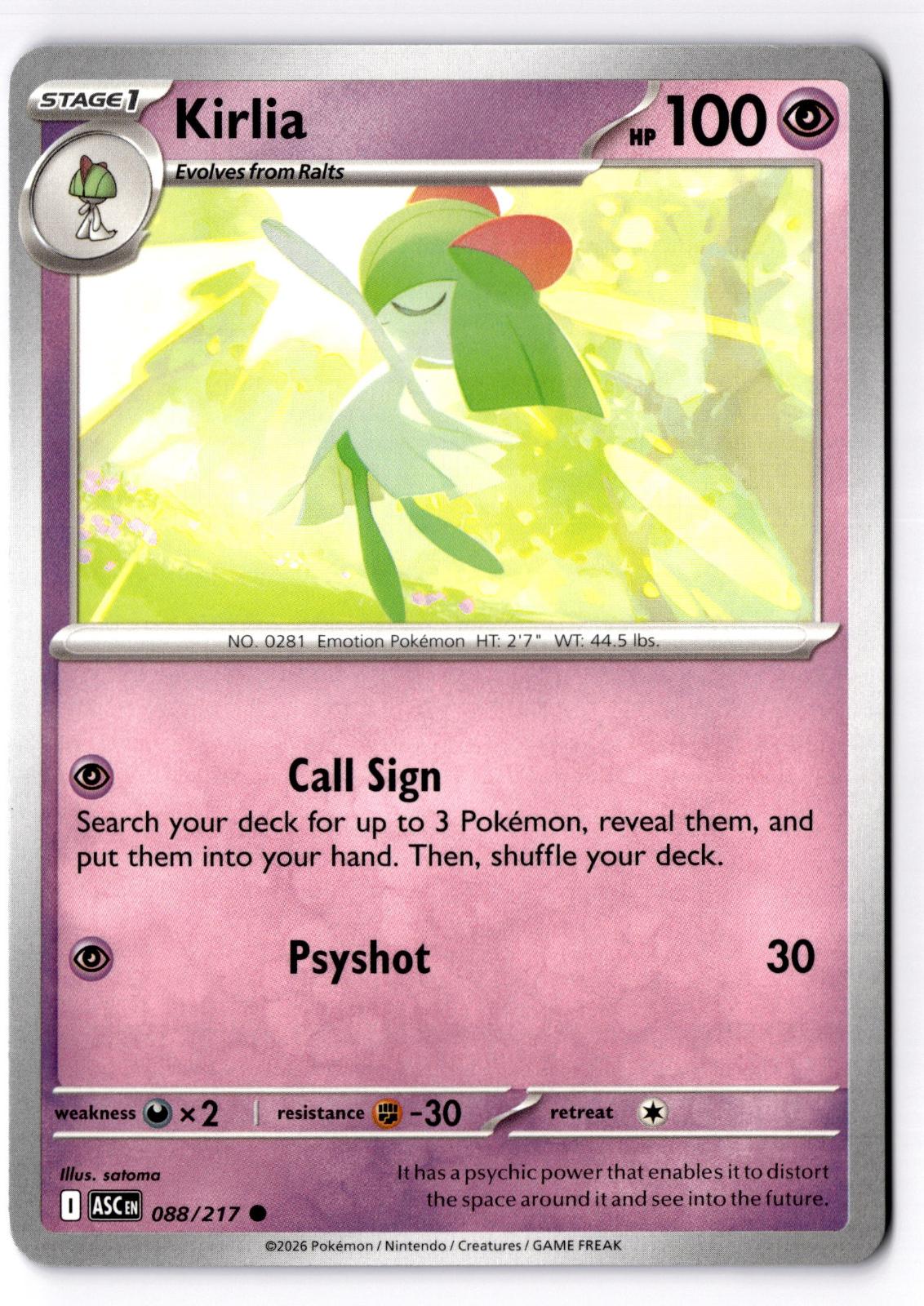Kirlia 088/217 Common Ascended Heroes Pokemon Near Mint