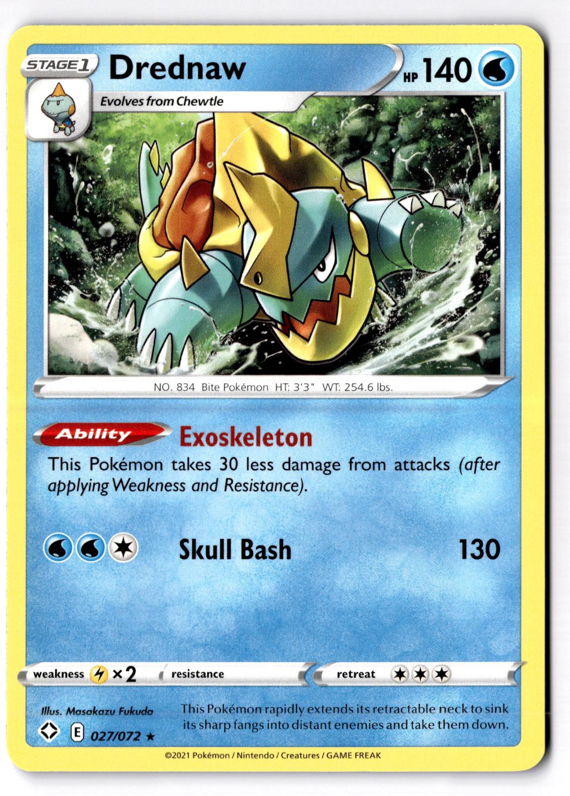 Drednaw 027/072 Rare Shining Fates Pokemon Lightly Played
