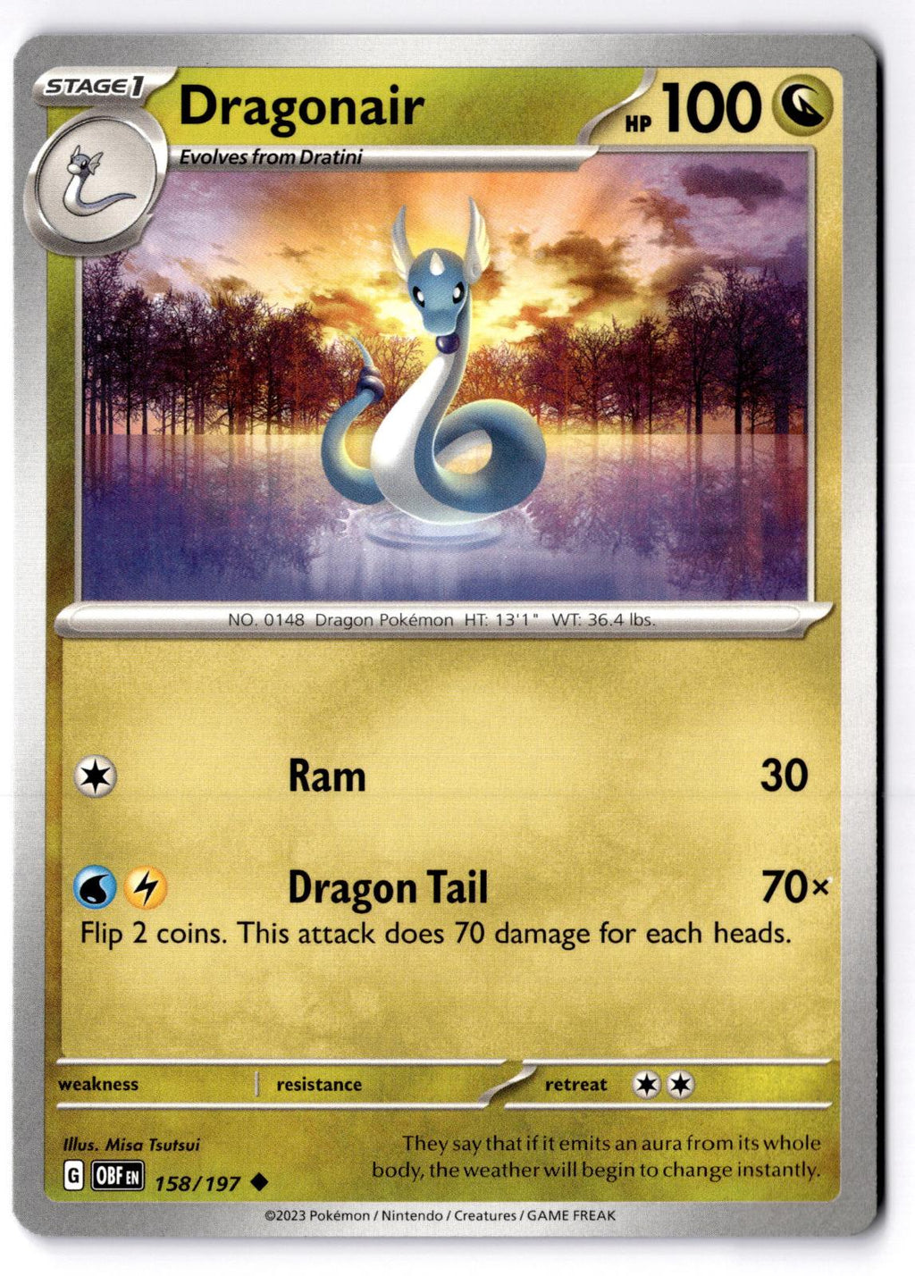 Dragonair 158/197 Uncommon Obsidian Flames Pokemon Near Mint
