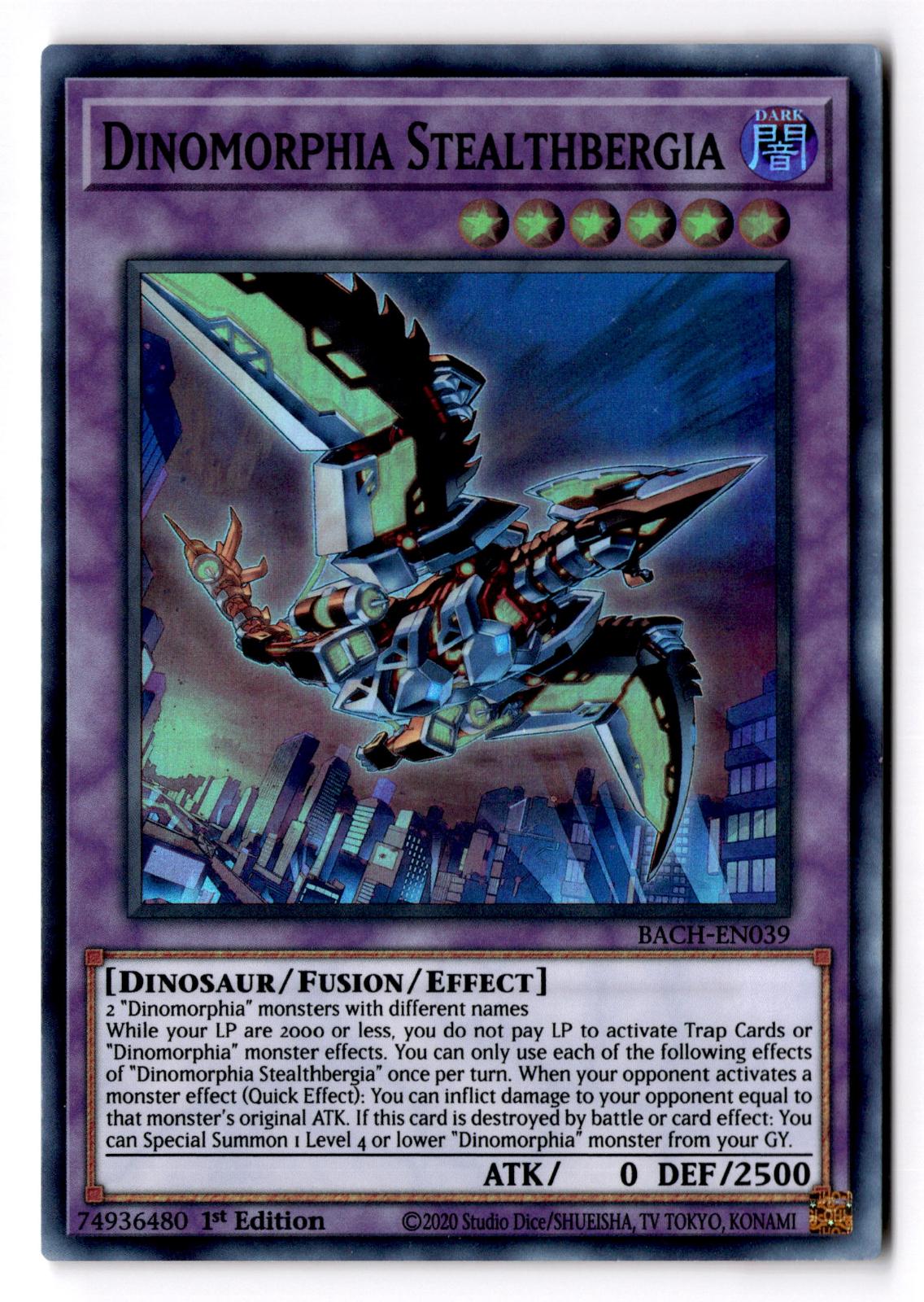 Dinomorphia Stealthbergia BACH-EN039 Battle of Chaos Yu-Gi-Oh 1st Edition NM