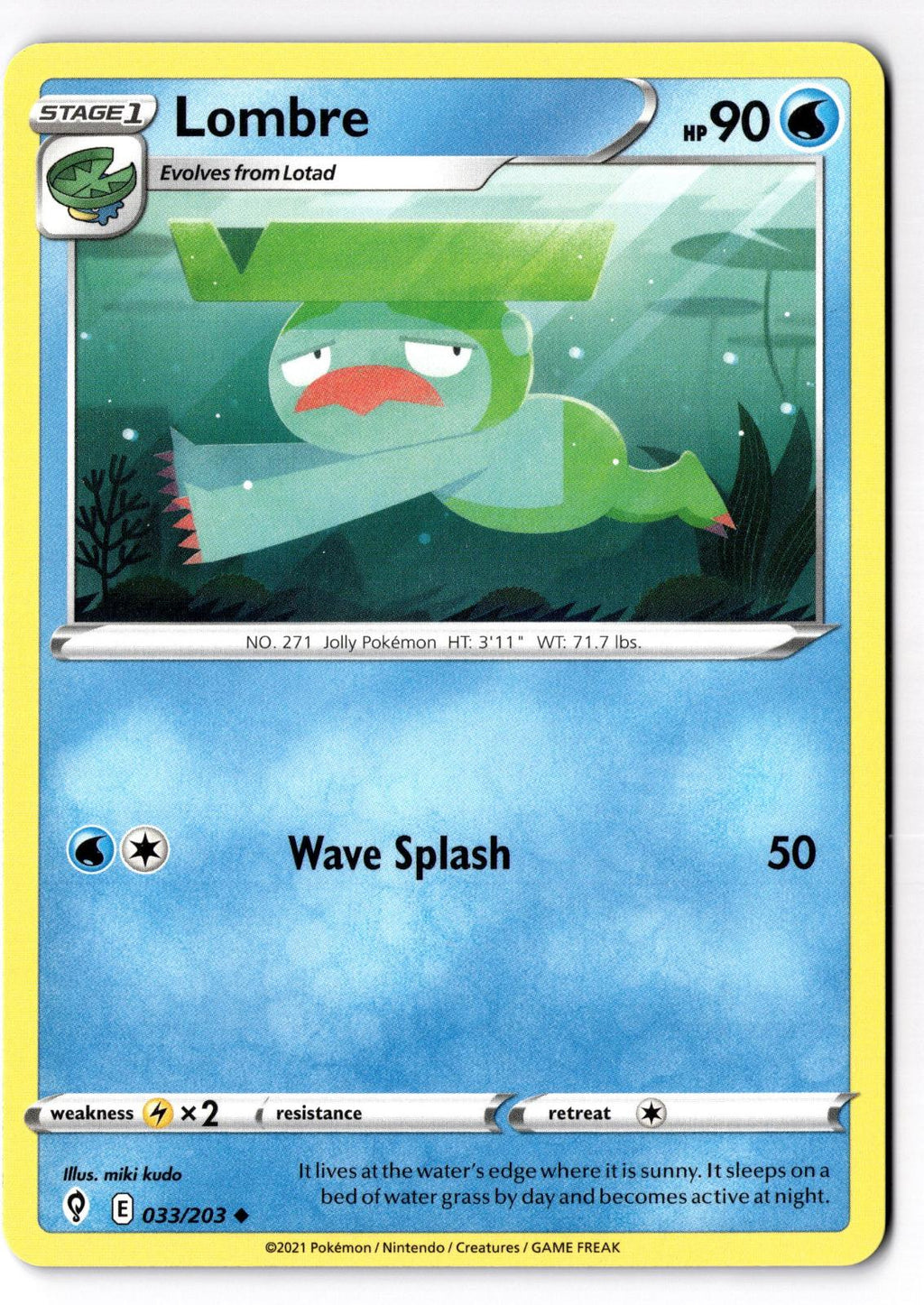 Lombre 033/203 Uncommon Evolving Skies Pokemon Near Mint