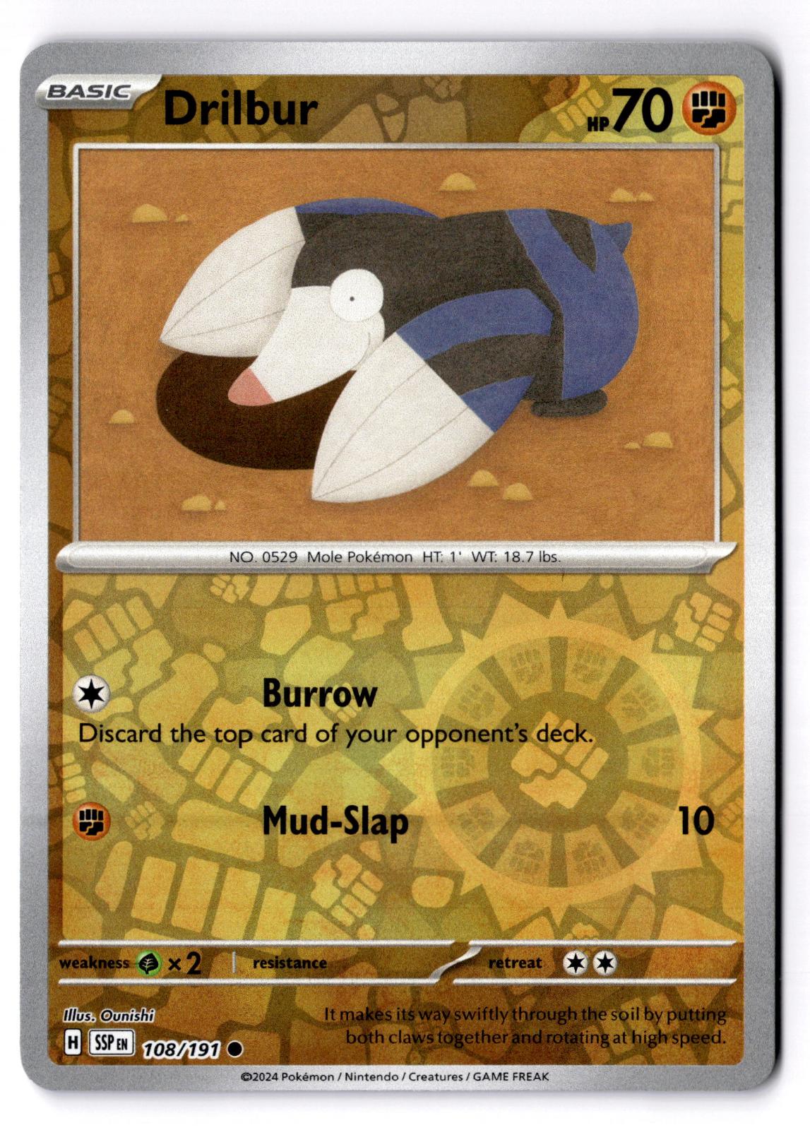 Drilbur 108/191 Common Surging Sparks Pokemon Reverse Holo Near Mint