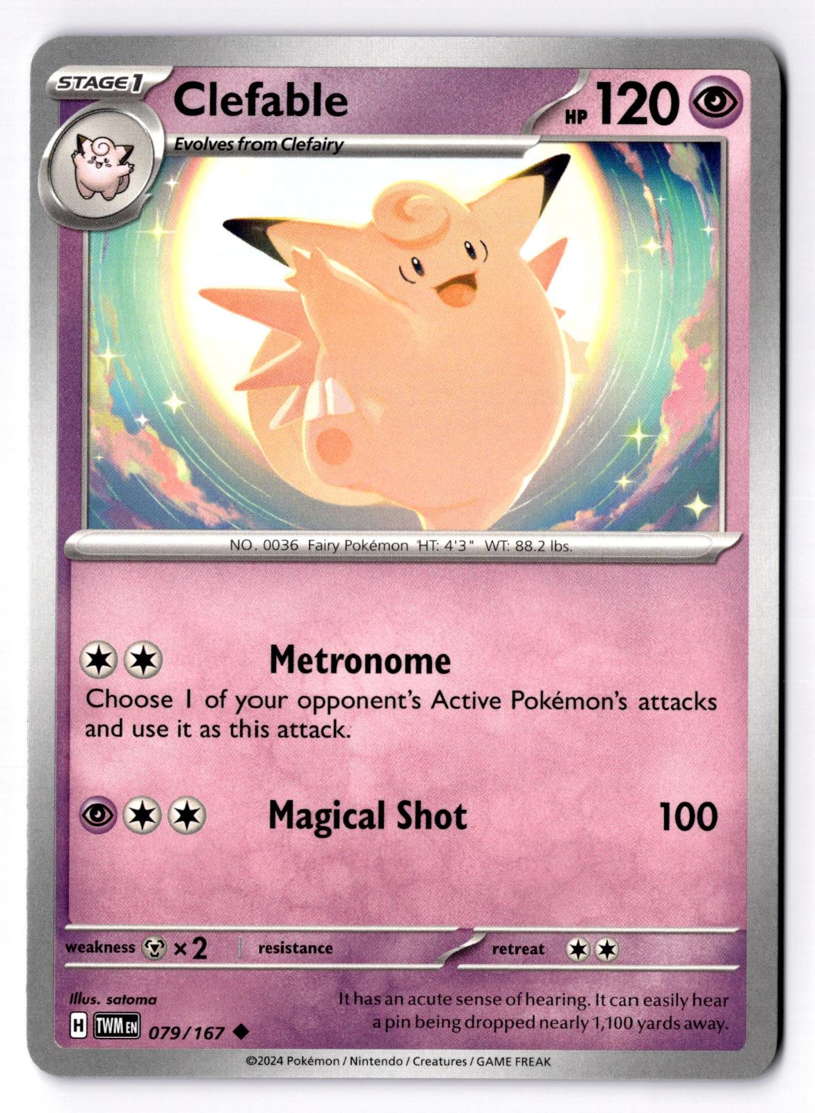 Clefable 079/167 Uncommon Twilight Masquerade Pokemon Near Mint