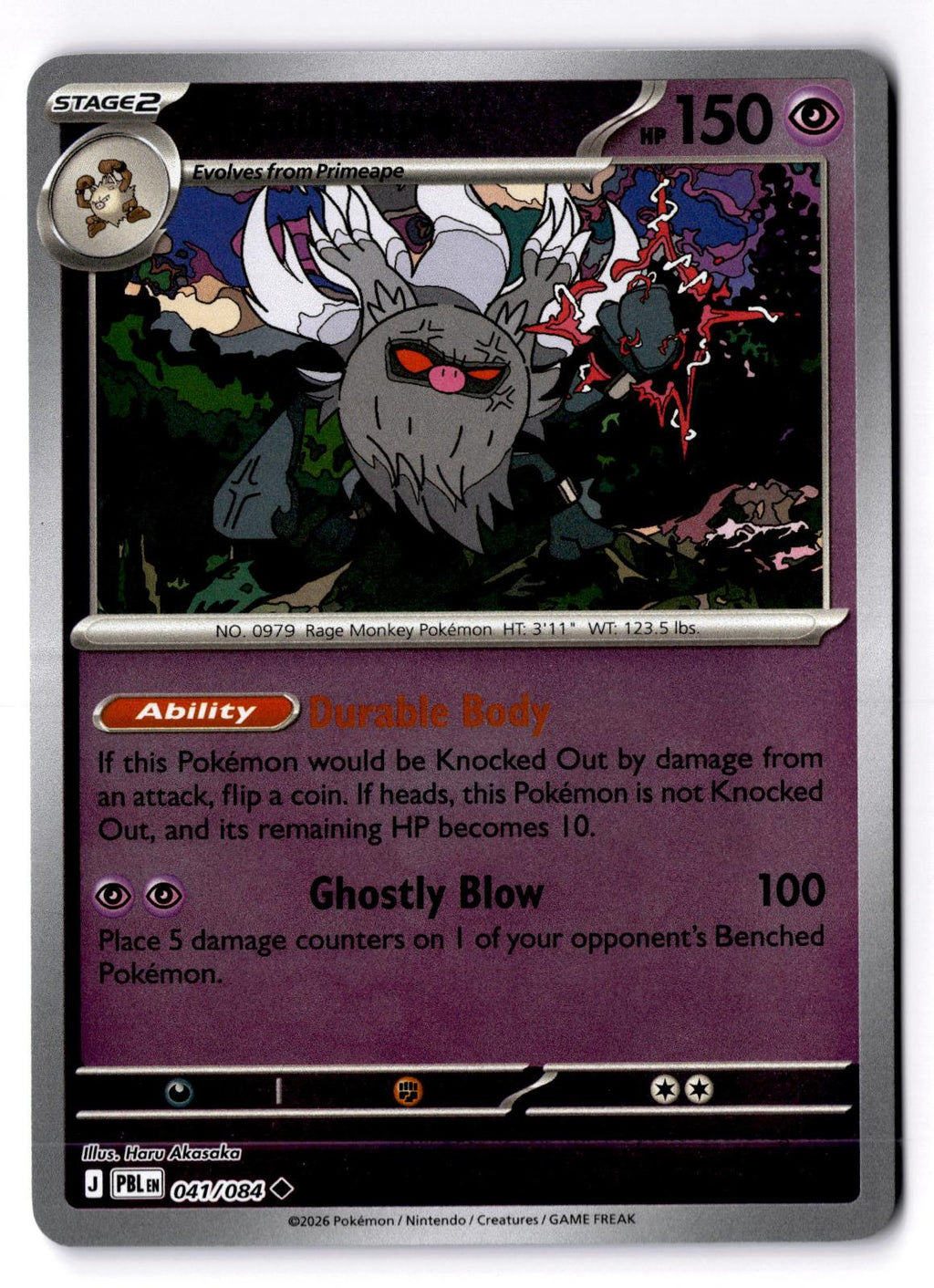 Annihilape 041/084 Uncommon Pitch Black Pokemon Reverse Holo Lightly Played