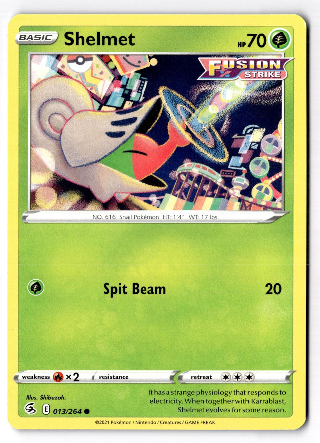 Shelmet 013/264 Common Fusion Strike Pokemon Near Mint