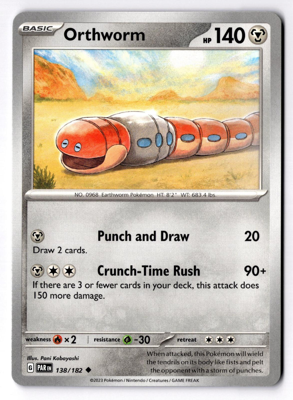 Orthworm 138/182 Uncommon Paradox Rift Pokemon Near Mint