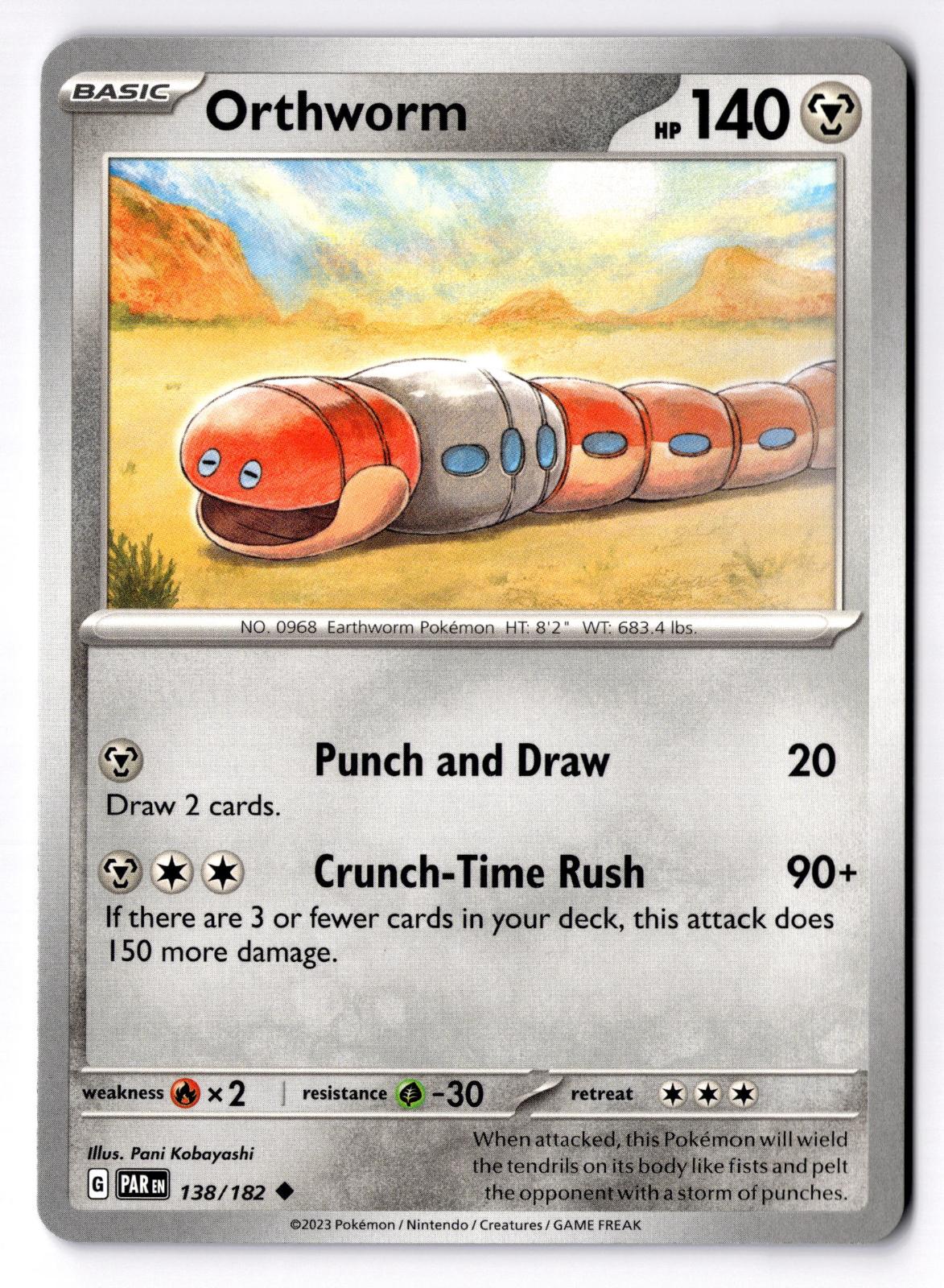 Orthworm 138/182 Uncommon Paradox Rift Pokemon Near Mint