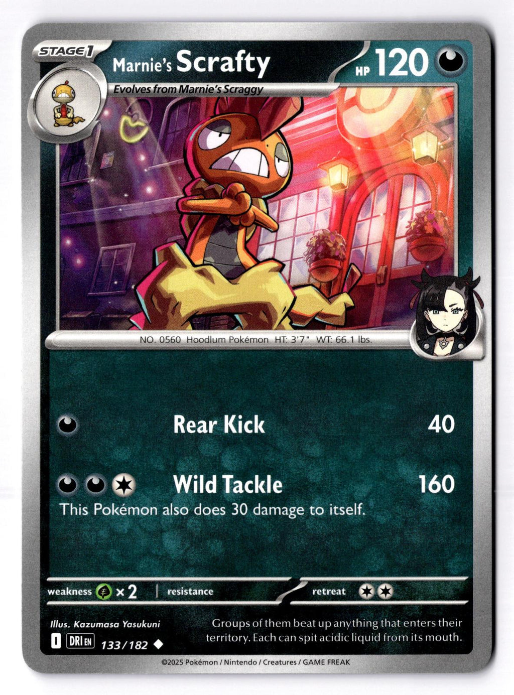 Marnie's Scrafty 133/182 Uncommon Destined Rivals Pokemon Near Mint
