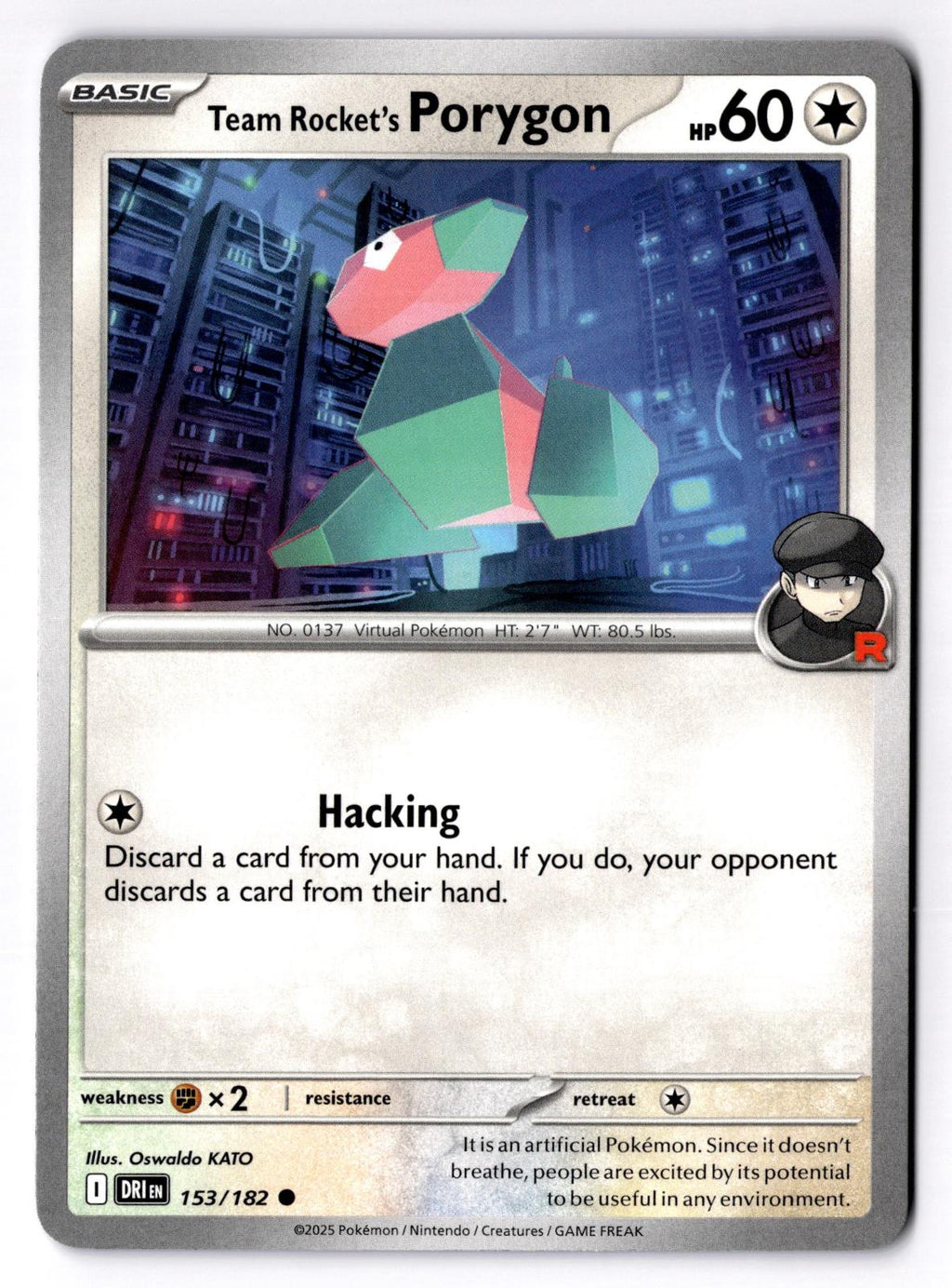 Team Rocket's Porygon 153/182 Common Destined Rivals Pokemon Near Mint