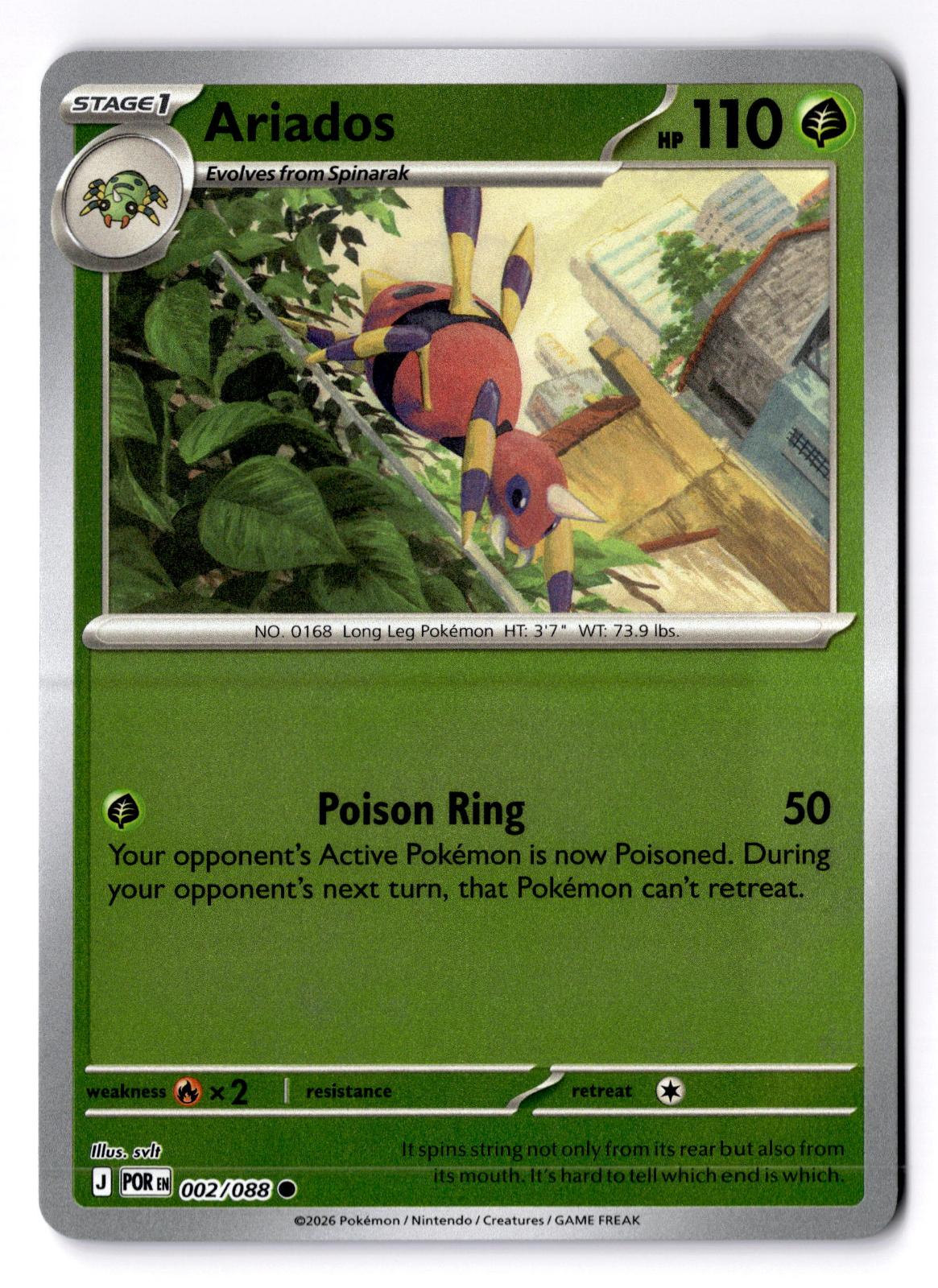 Ariados 002/088 Common Perfect Order Pokemon Reverse Holo Near Mint