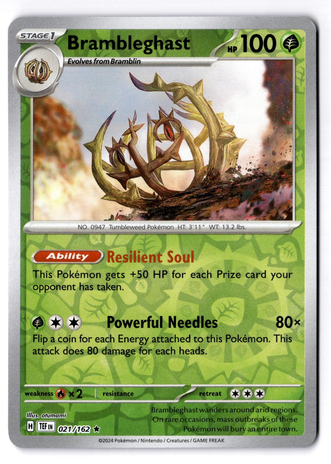 Brambleghast 021/162 Rare Temporal Forces Pokemon Reverse Holo Near Mint