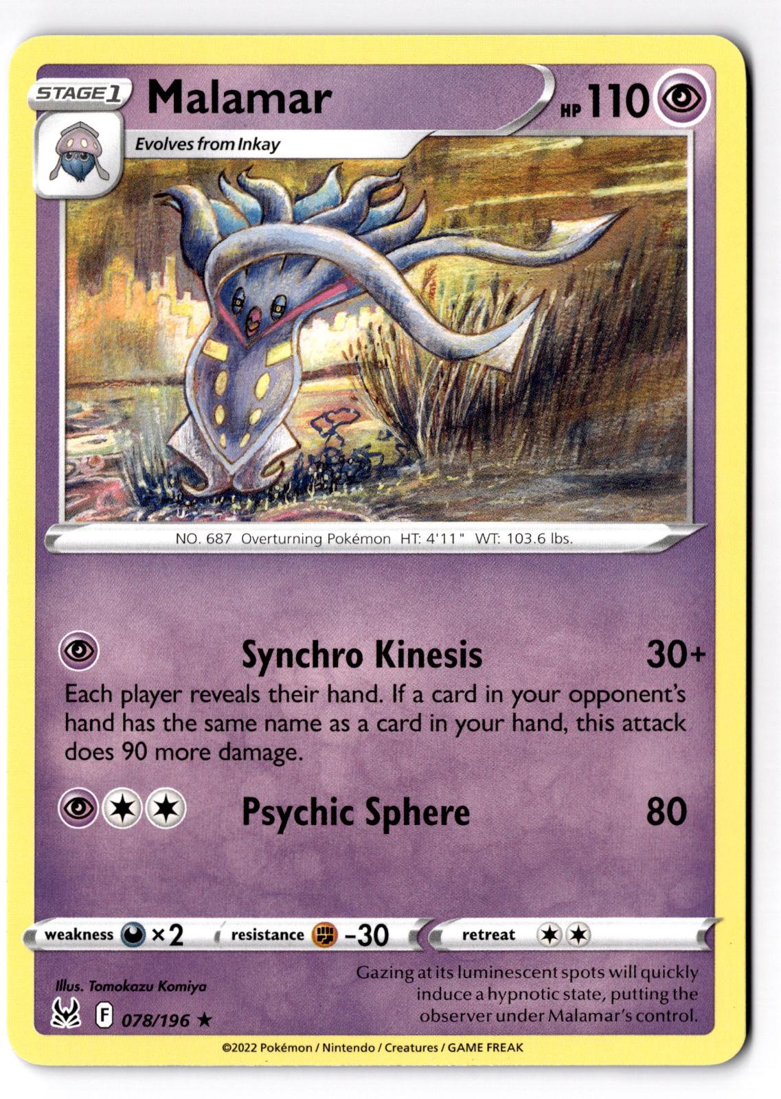 Malamar 078/196 Rare Lost Origin Pokemon Lightly Played