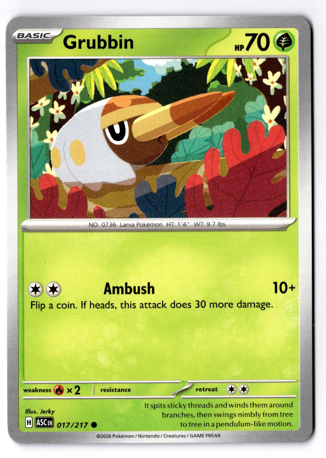 Grubbin 017/217 Common Ascended Heroes Pokemon Near Mint