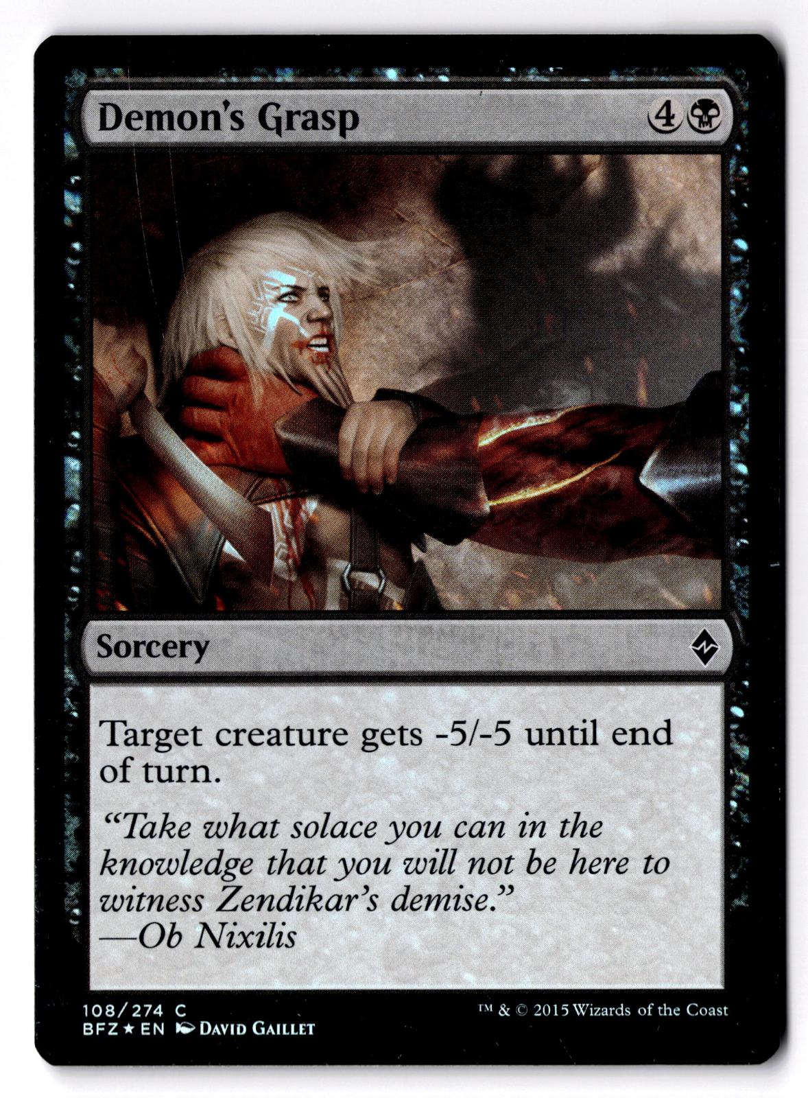 Demon's Grasp 108 Common Battle for Zendikar Magic: The Gathering Foil LP