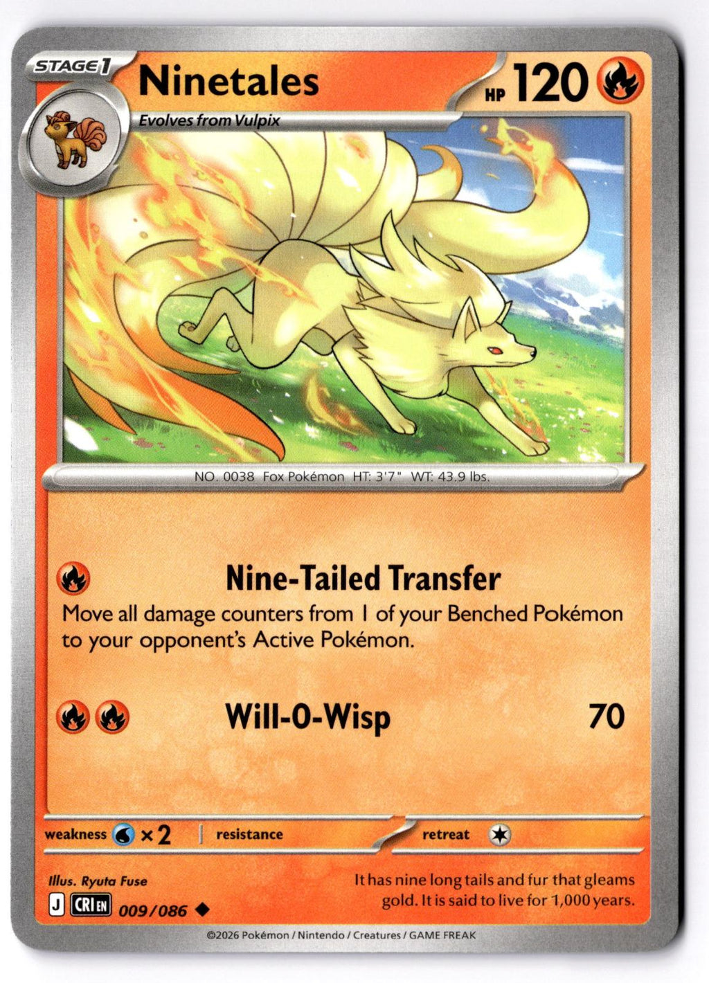 Ninetales 009/086 Uncommon Chaos Rising Pokemon Near Mint