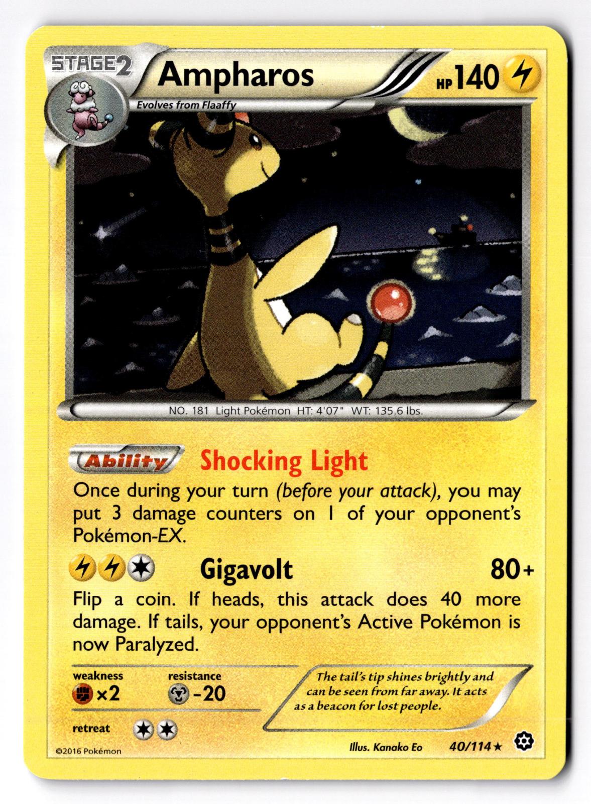 Ampharos (XY Steam Siege) 40/114 Rare Deck Exclusives Pokemon Lightly Played