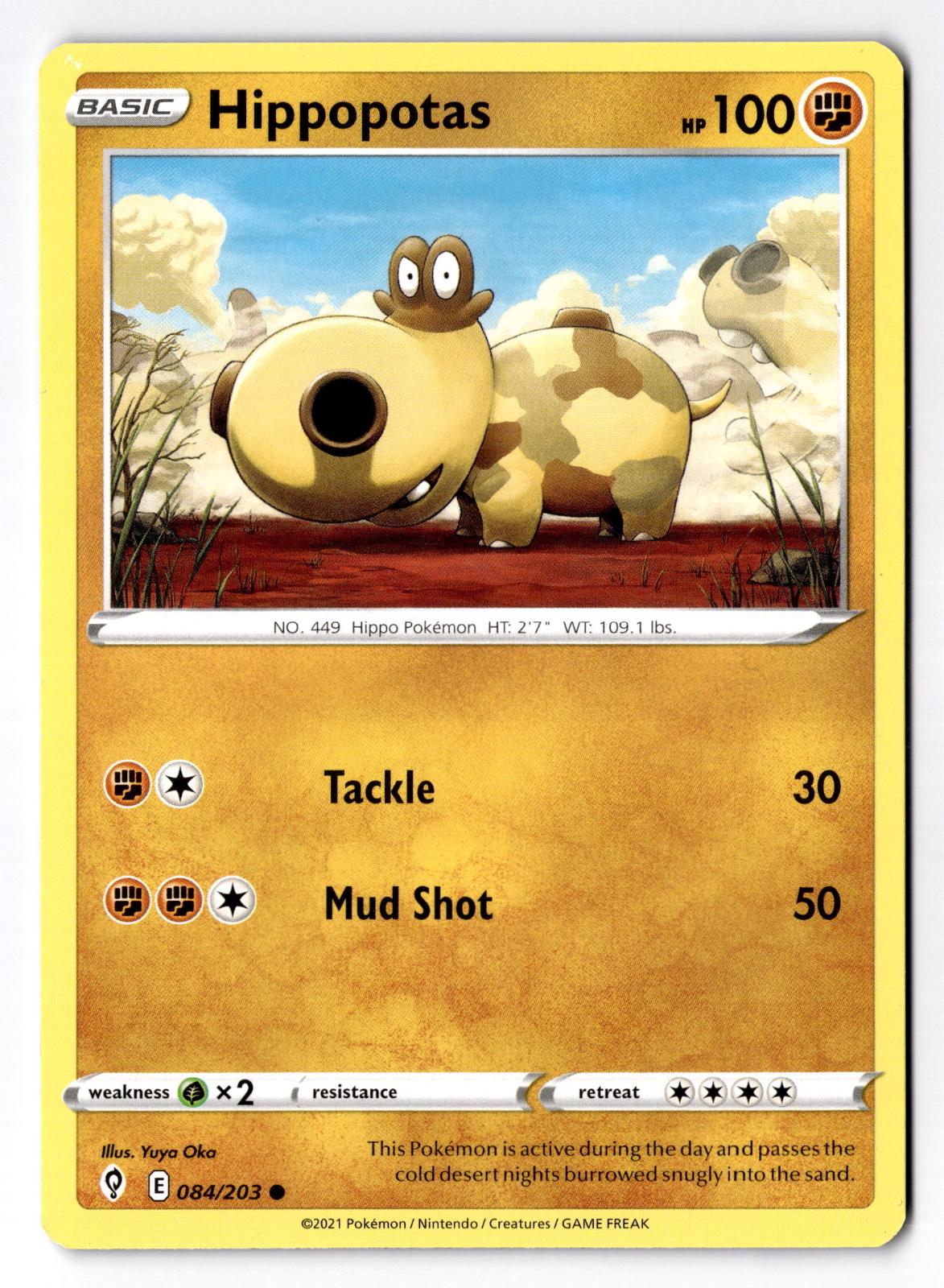 Hippopotas 084/203 Common Evolving Skies Pokemon Near Mint