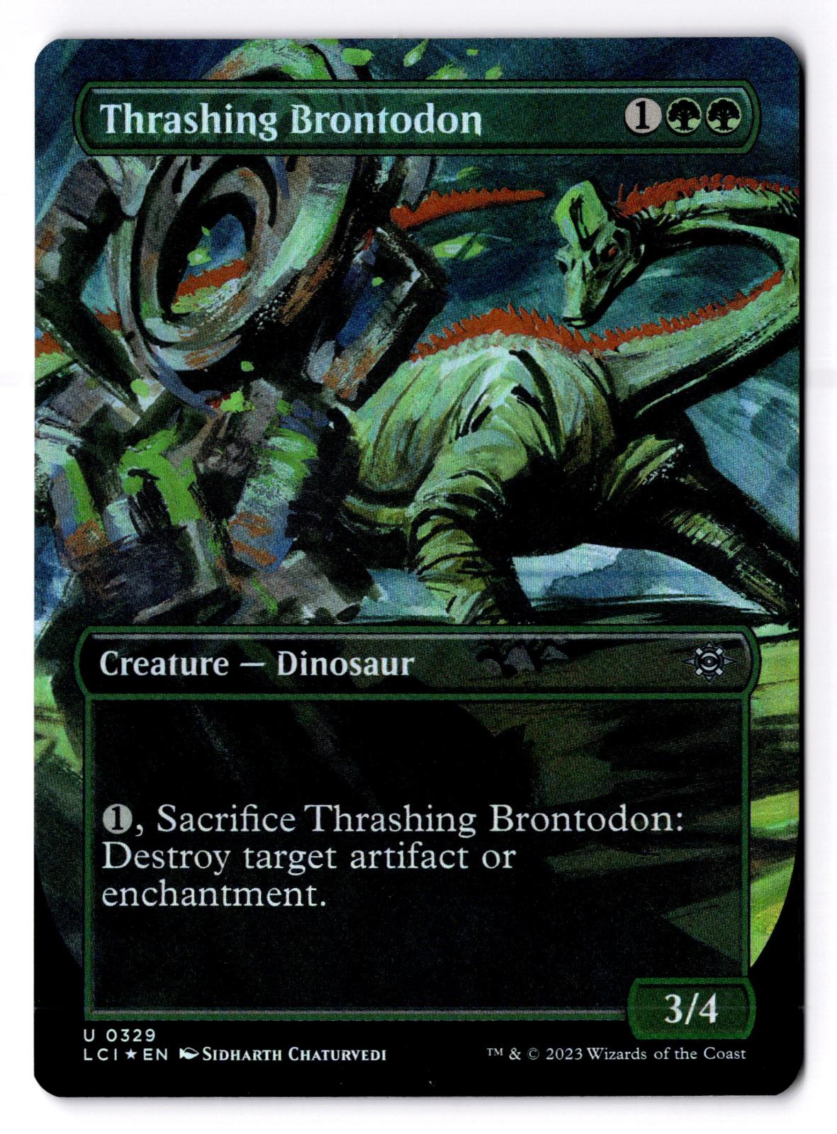 Thrashing Brontodon (Borderless) 329 Magic: The Gathering Foil LP