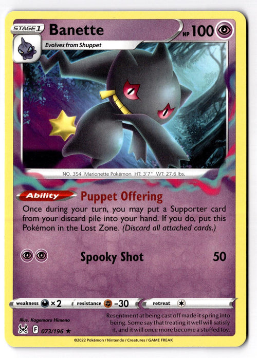 Banette 073/196 Rare Lost Origin Pokemon Near Mint