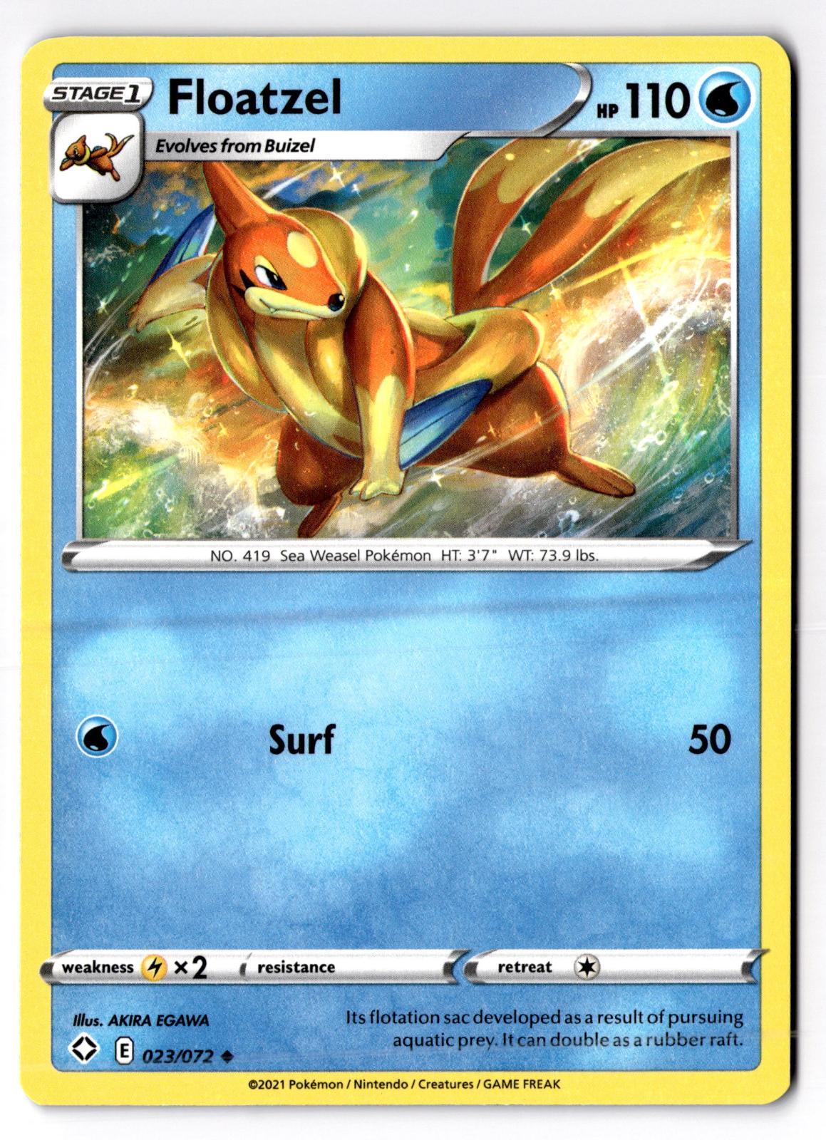 Floatzel 023/072 Uncommon Shining Fates Pokemon Near Mint