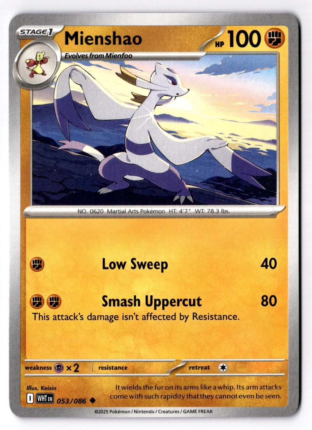 Mienshao 053/086 Uncommon White Flare Pokemon Near Mint