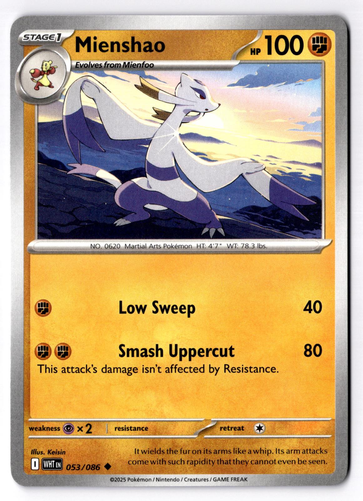 Mienshao 053/086 Uncommon White Flare Pokemon Near Mint