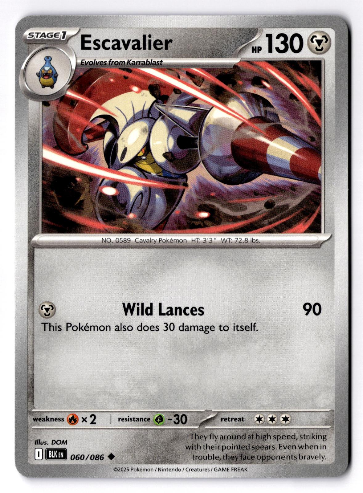 Escavalier 060/086 Uncommon Black Bolt Pokemon Near Mint