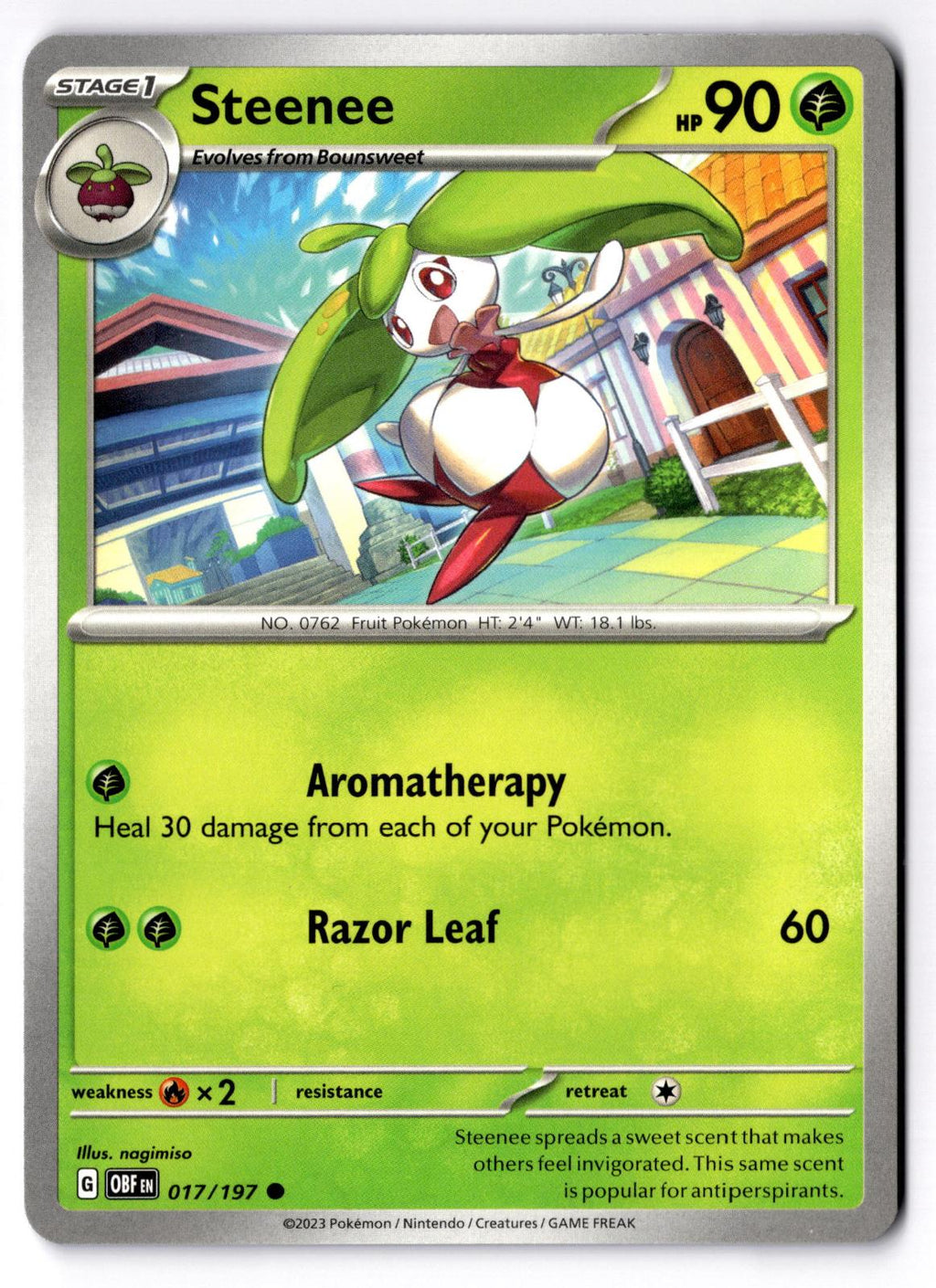 Steenee 017/197 Common Obsidian Flames Pokemon Near Mint