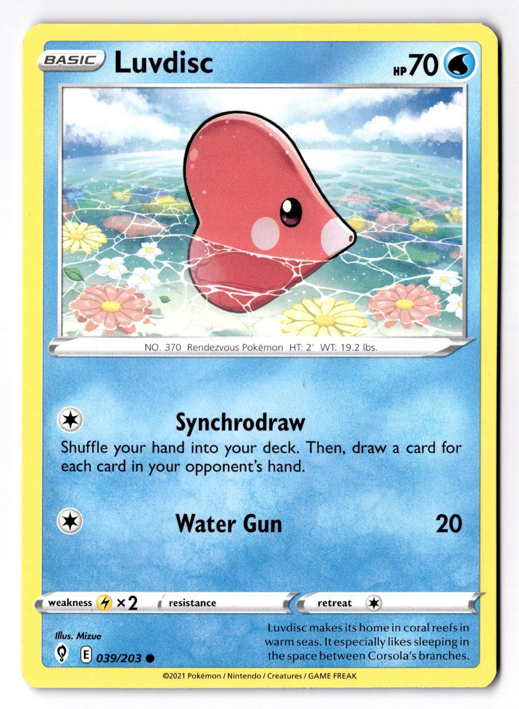 Luvdisc 039/203 Common Evolving Skies Pokemon Lightly Played