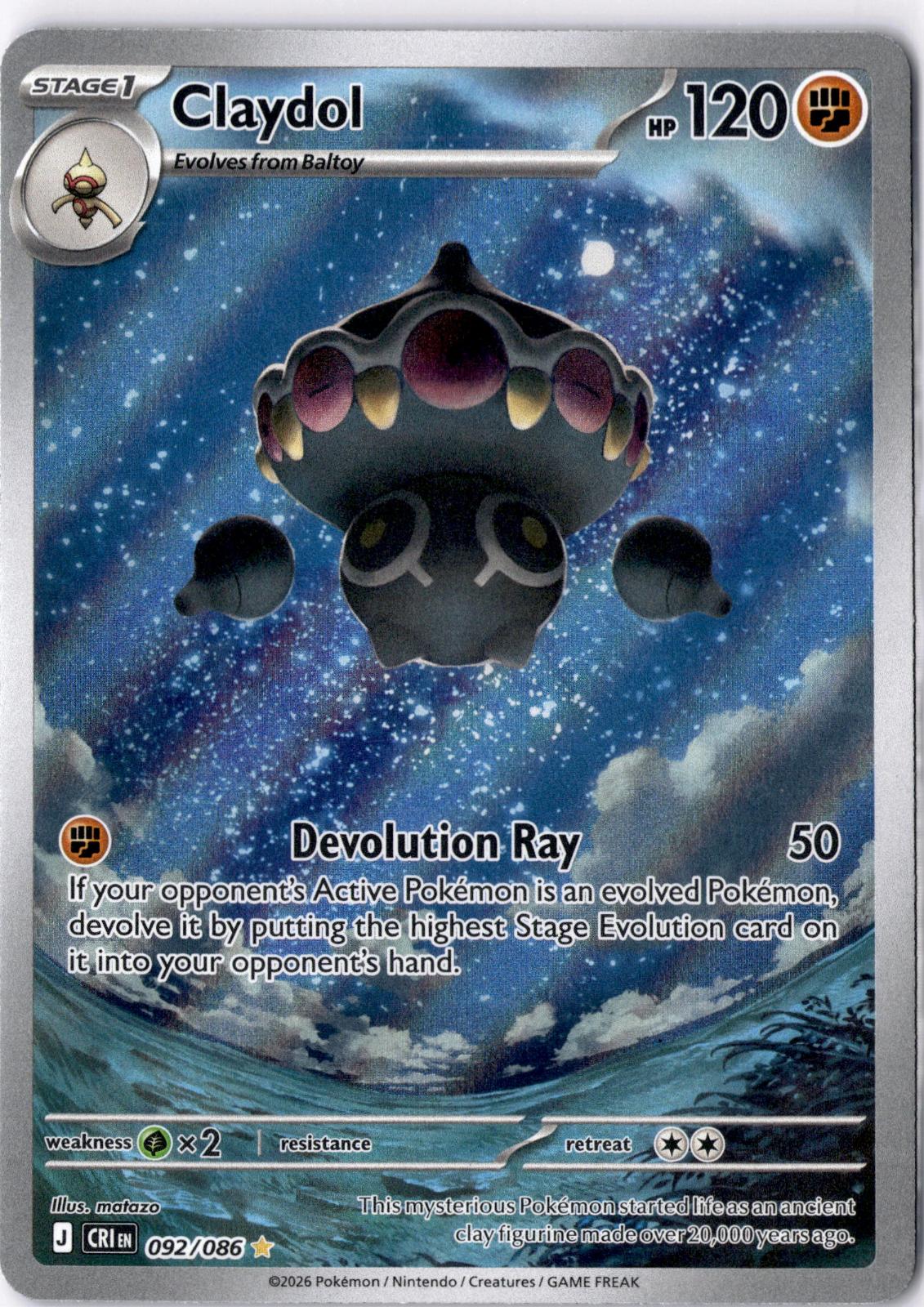 Claydol 092/086 Holo Illustration Rare Chaos Rising Pokemon Near Mint