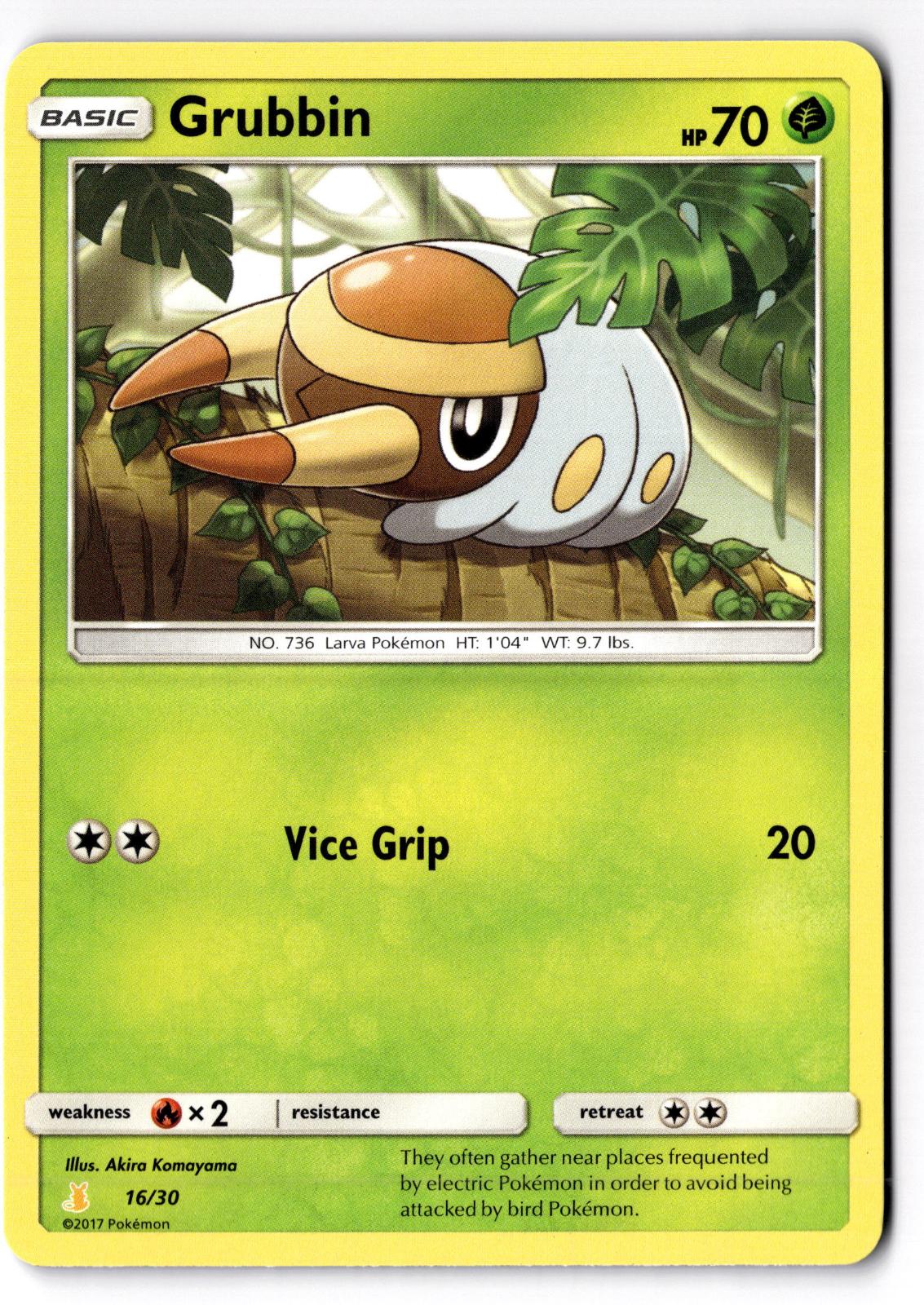 Grubbin 16/30 Common SM Trainer Kit: Lycanroc & Alolan Raichu Pokemon LP
