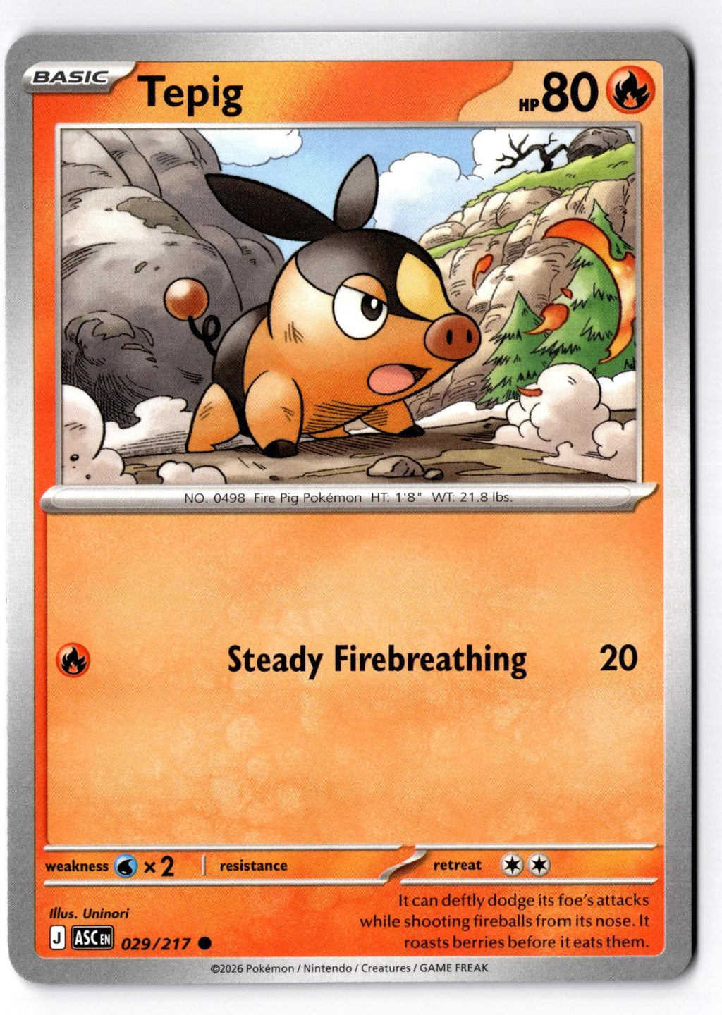 Tepig 029/217 Common Ascended Heroes Pokemon Near Mint