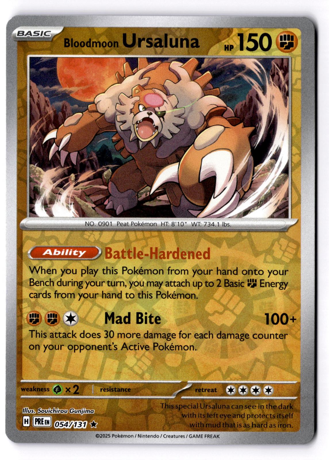 Bloodmoon Ursaluna 054/131 Rare Prismatic Evolutions Pokemon Reverse Holo LP