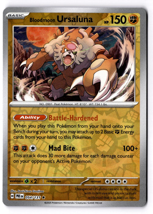 Bloodmoon Ursaluna 054/131 Rare Prismatic Evolutions Pokemon Reverse Holo LP