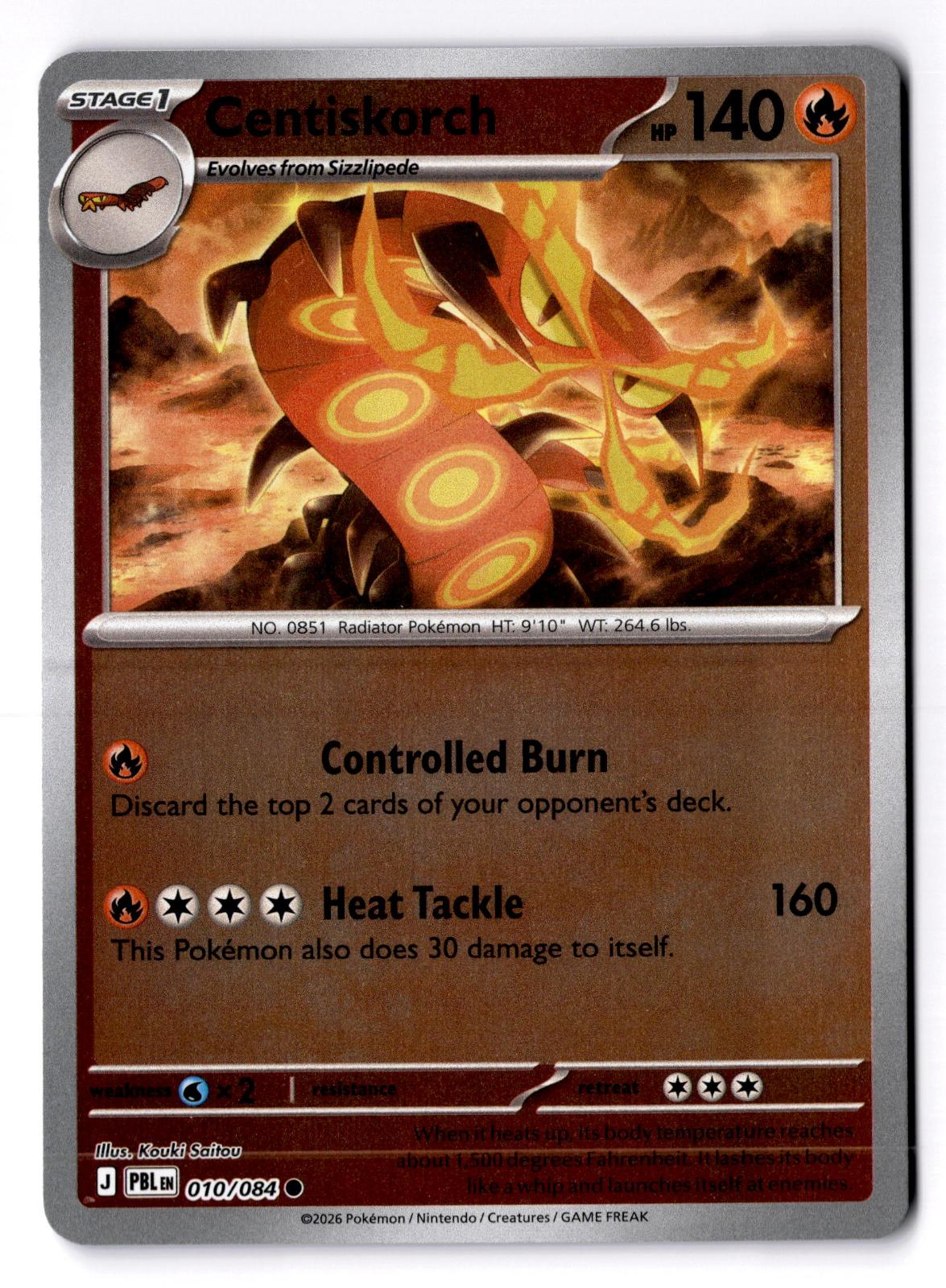Centiskorch 010/084 Common Pitch Black Pokemon Reverse Holo Lightly Played
