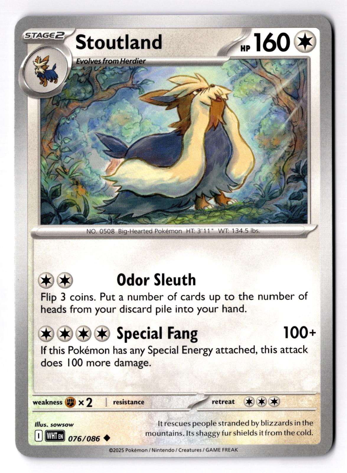 Stoutland 076/086 Uncommon White Flare Pokemon Near Mint