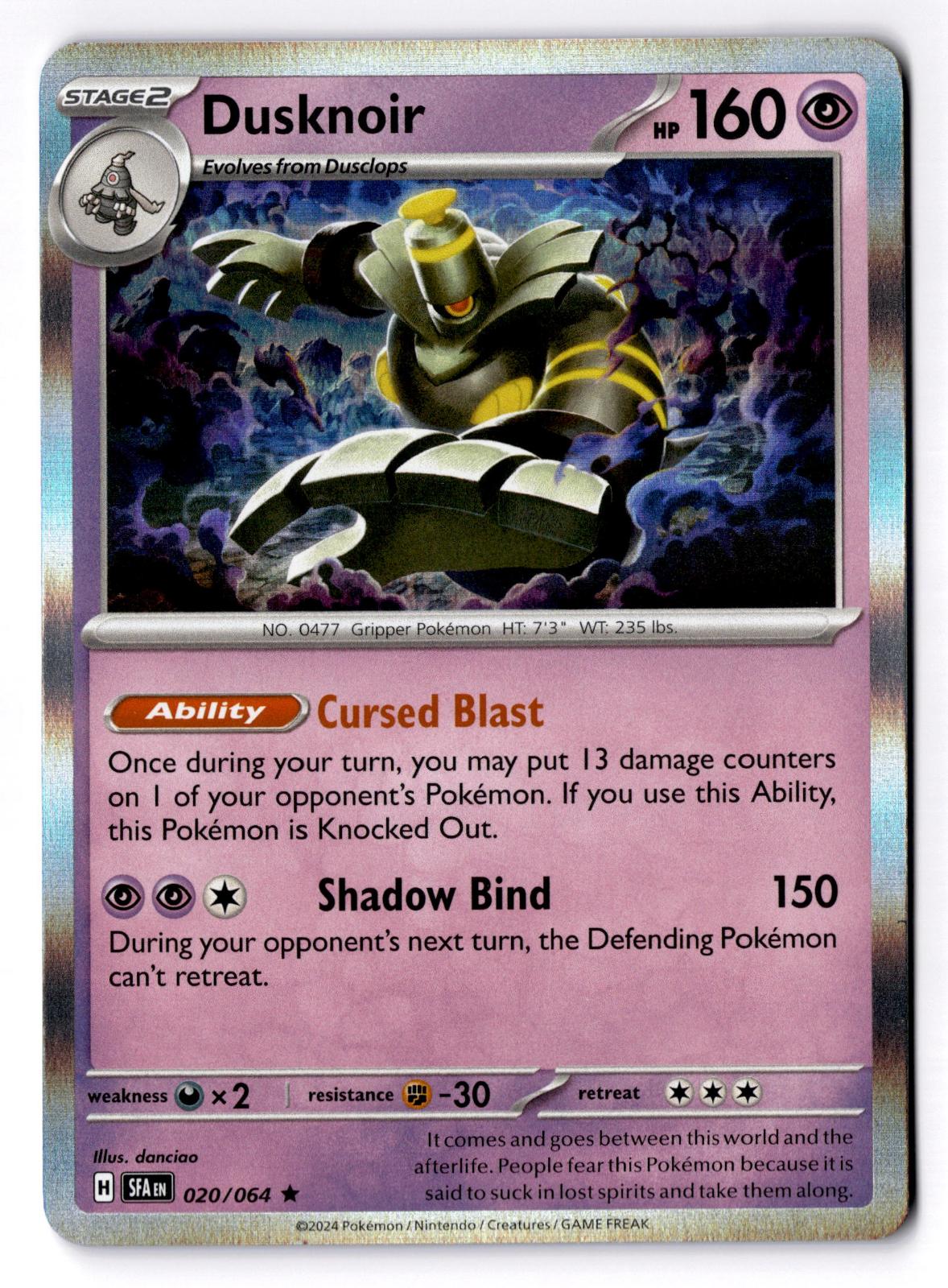 Dusknoir 020/064 Rare Shrouded Fable Pokemon Holo Near Mint