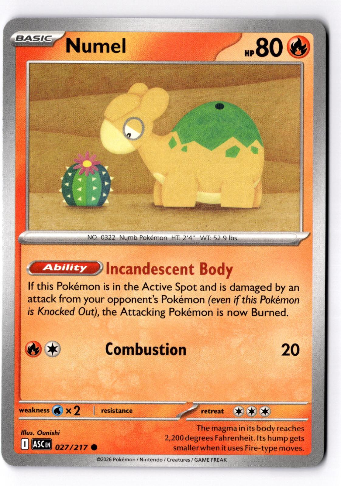 Numel 027/217 Common Ascended Heroes Pokemon Near Mint