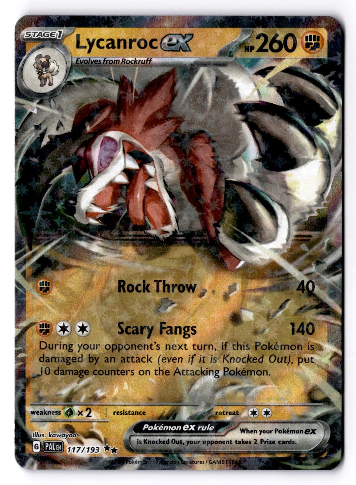 Lycanroc ex 117/193 Double Rare Paldea Evolved Pokemon Holo Near Mint