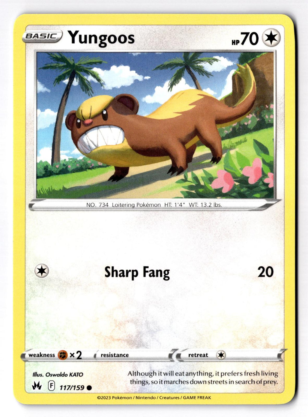 Yungoos 117/159 Common Crown Zenith Pokemon Lightly Played