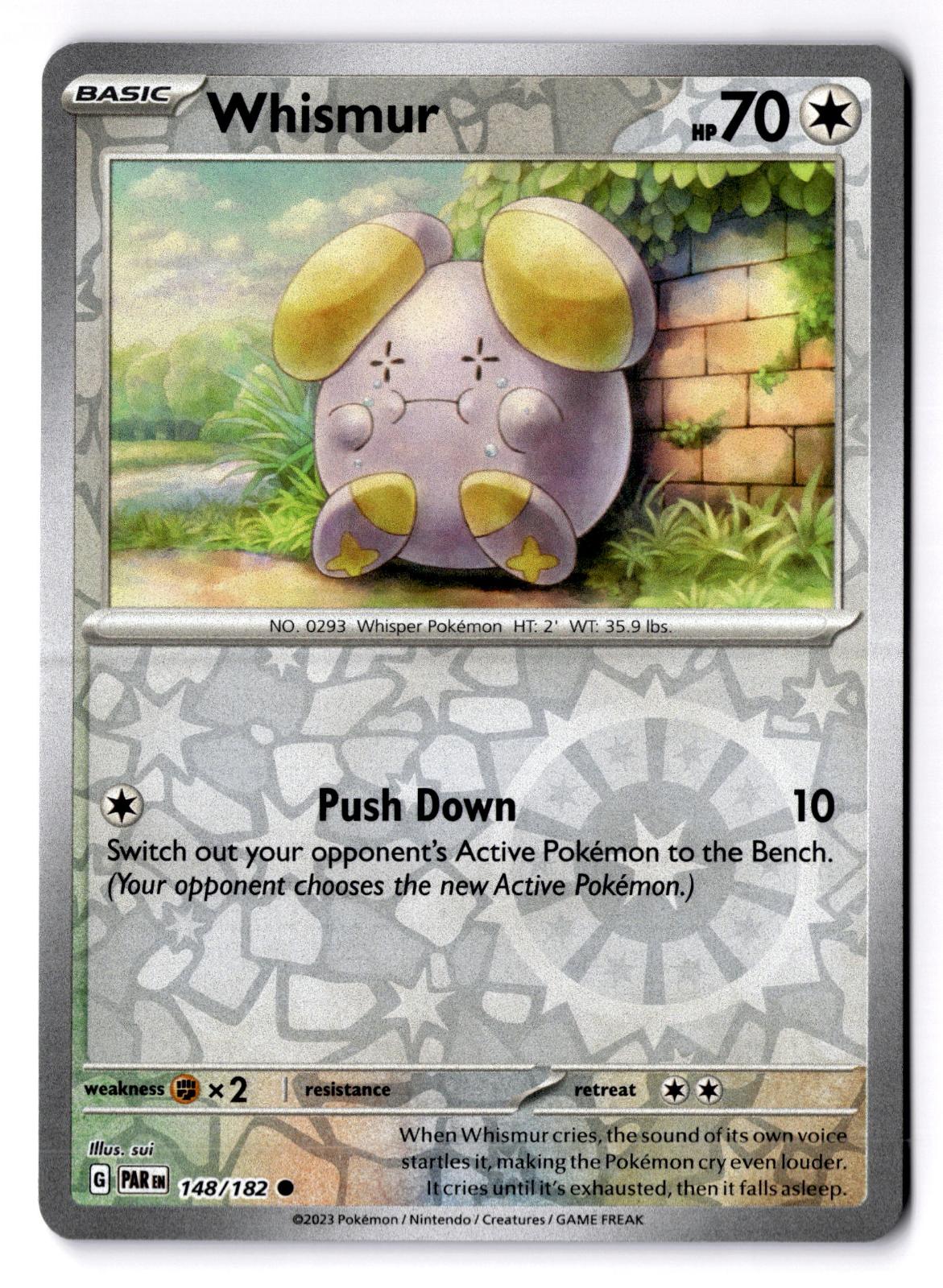 Whismur 148/182 Common Paradox Rift Pokemon Reverse Holo Near Mint